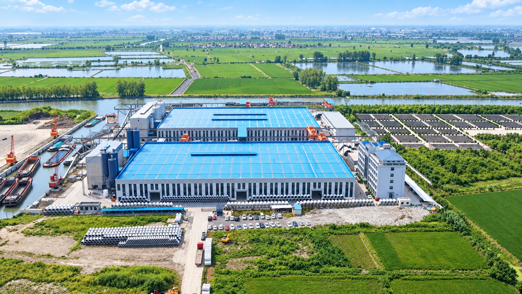 城业管桩现代化生产基地航拍全景